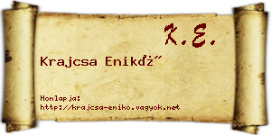 Krajcsa Enikő névjegykártya
